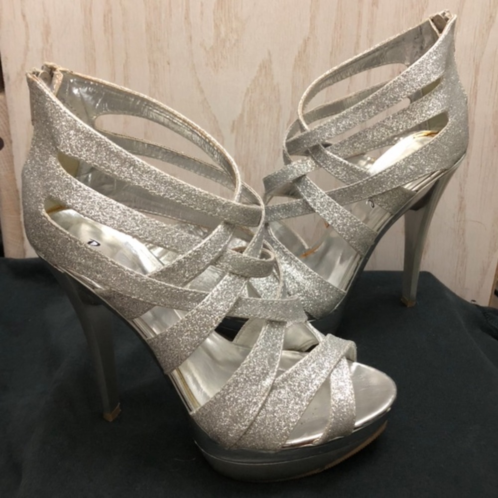 Silver Glitter Heels